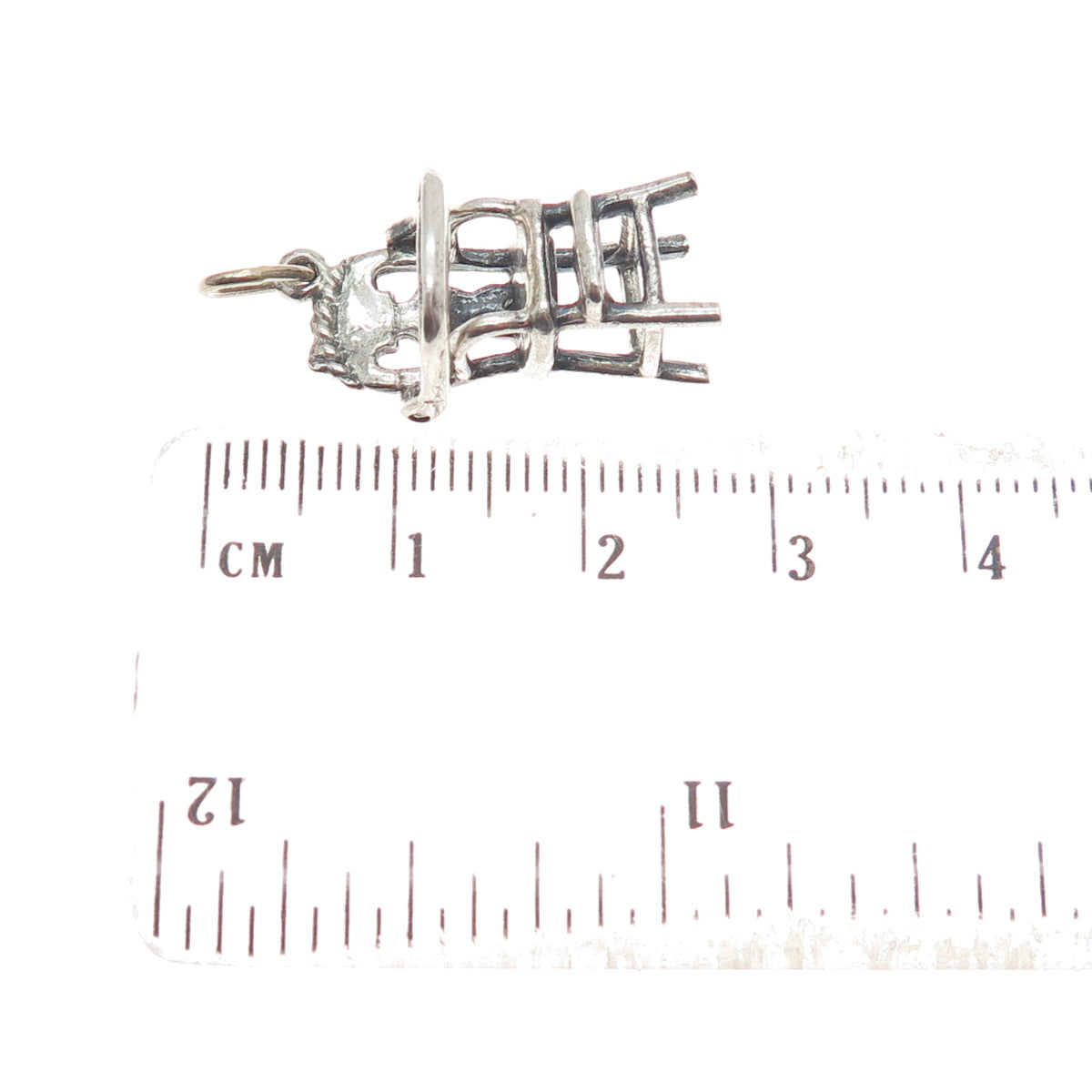 JEWELART Sterling Silver Antique Baby Chair Minimalist Oxidized Charm Pendant