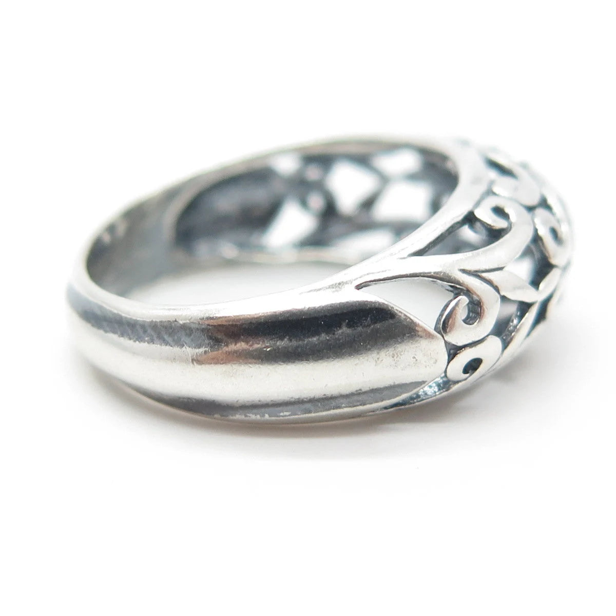 925 Sterling Silver Vintage Swirl Dome Ring Size 7