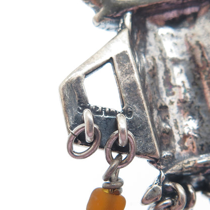 ROBERT SHIELDS Old Pawn Sterling Multi-Crystal Kachina Brooch (missing 1 arrow)