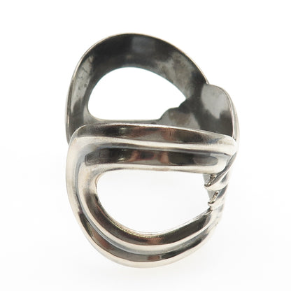 925 Sterling Silver Vintage Mexico Modernist Wavy Adjustable Cuff Bracelet 6.75"