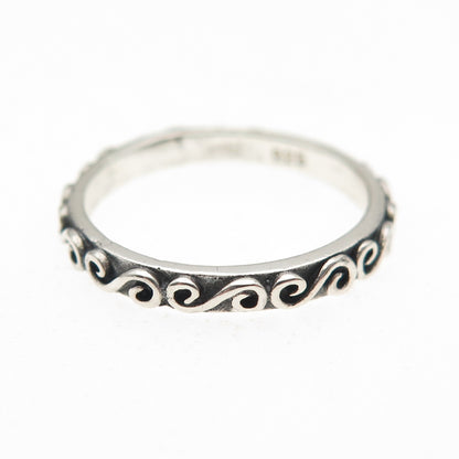 925 Sterling Silver Vintage Swirl Oxidized Stackable Band Ring Size 5.5