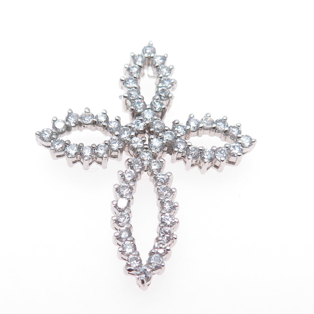 925 Sterling Silver Round-Cut C Z Cross Slide Pendant