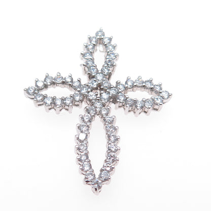 925 Sterling Silver Round-Cut C Z Cross Slide Pendant