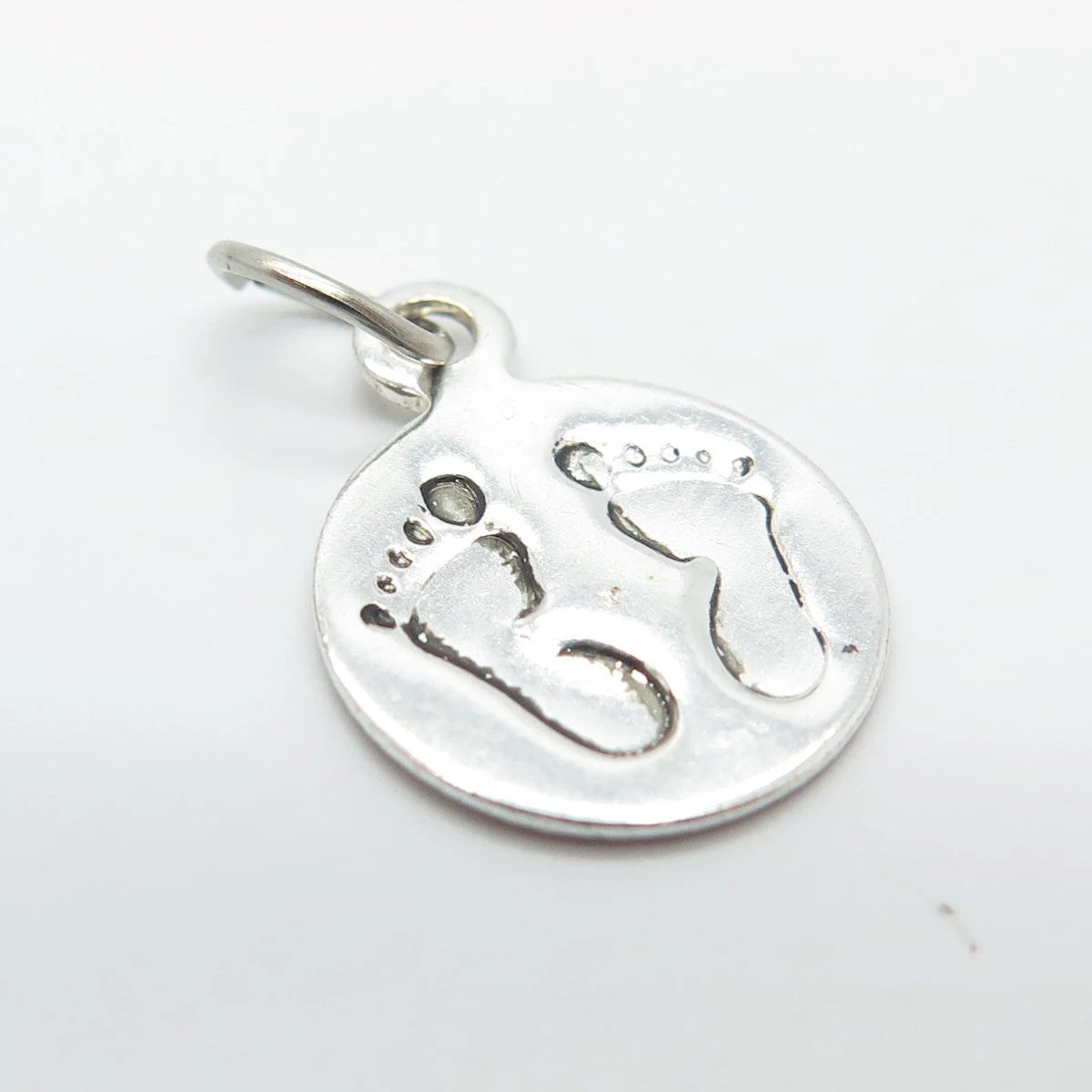 925 Sterling Silver Vintage Footprint Minimalist Pendant