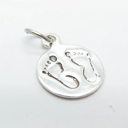 925 Sterling Silver Vintage Footprint Minimalist Pendant