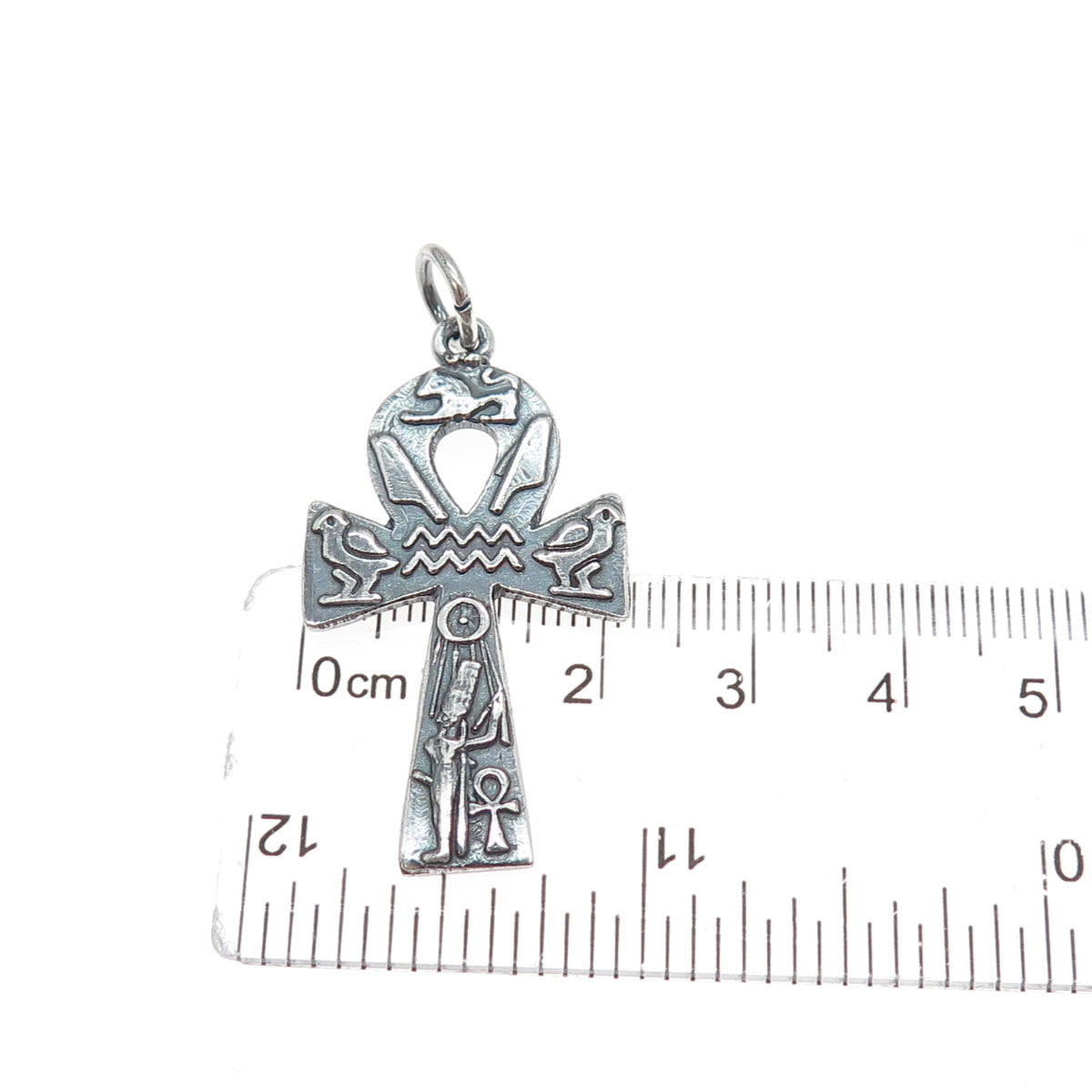 800 Silver Vintage Egyptian Ankh Oxidized Charm Pendant