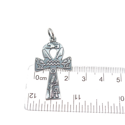 800 Silver Vintage Egyptian Ankh Oxidized Charm Pendant