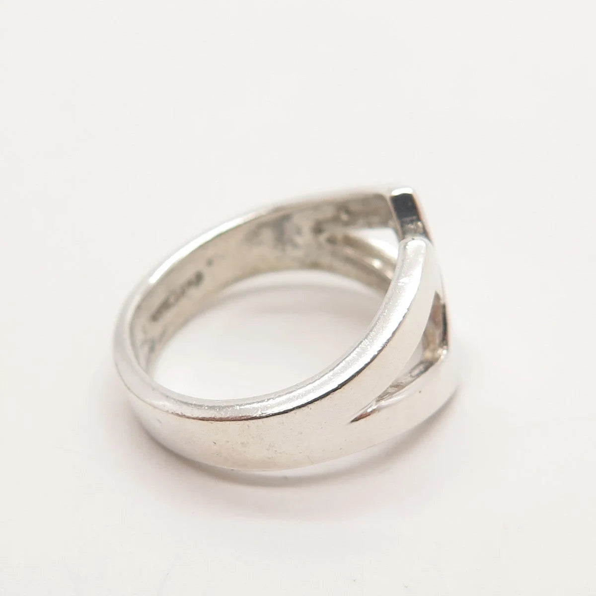 925 Sterling Silver Vintage Crossover Ring Size 6.25