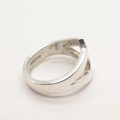 925 Sterling Silver Vintage Crossover Ring Size 6.25