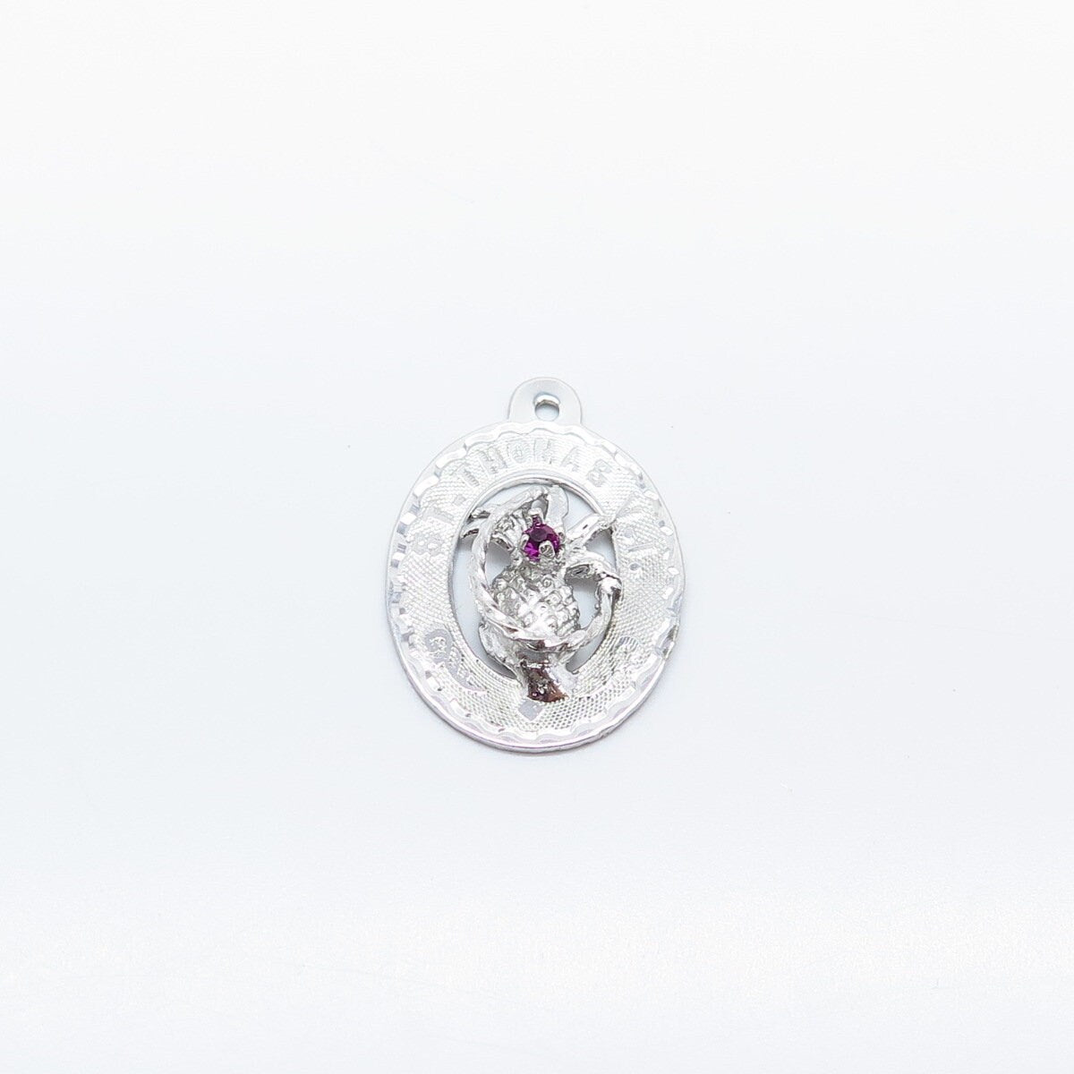 925 Sterling Silver Vintage Amethyst-Tone C Z St.Thomas Pineapple Charm Pendant