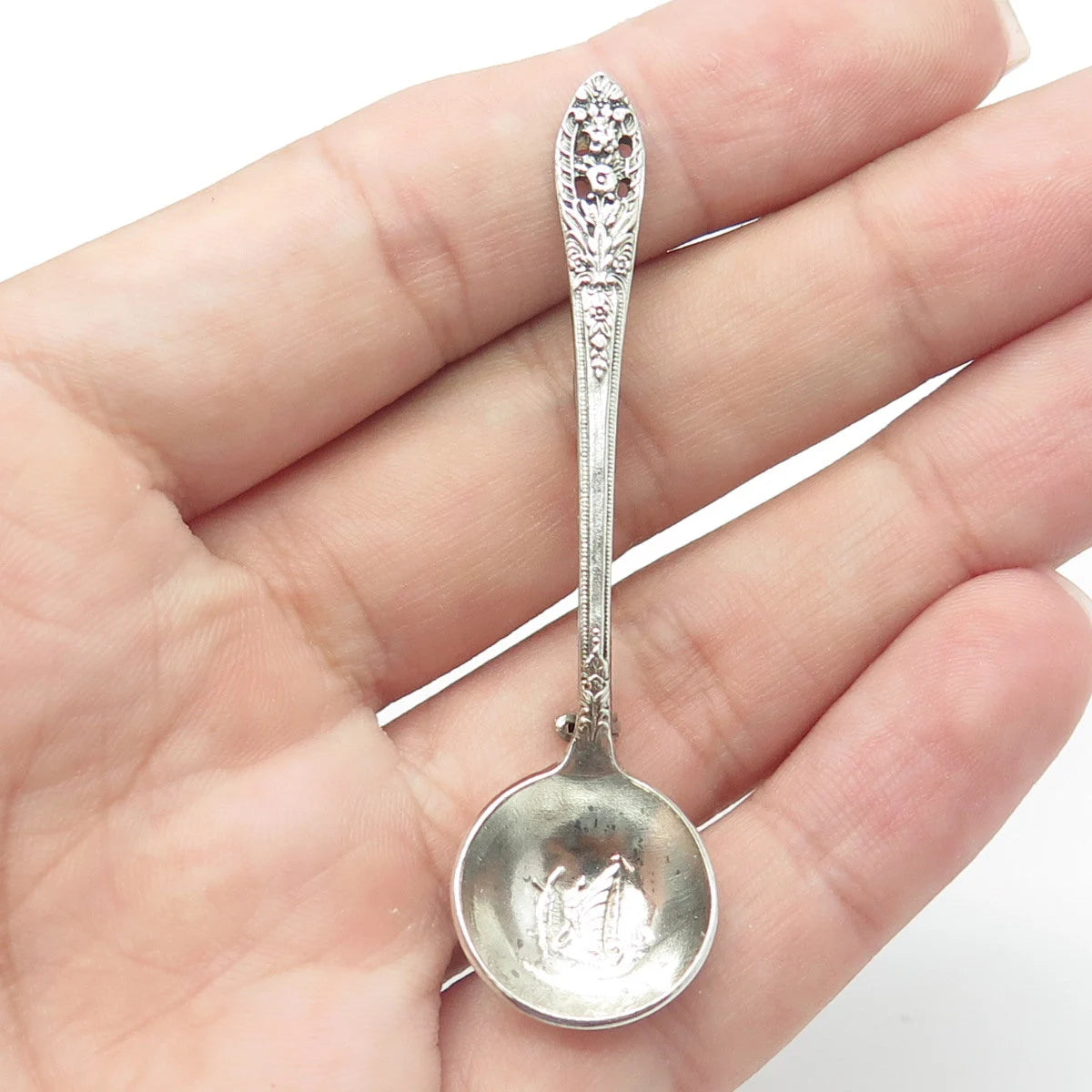 925 Sterling Silver Antique Art Deco 1949 FINE ARTS Crown Princess Pin Brooch