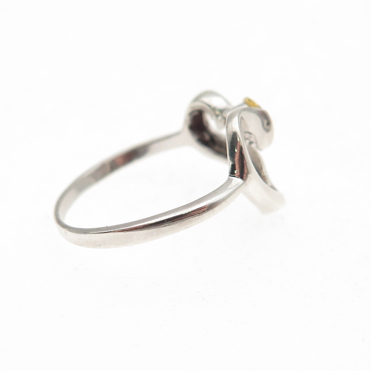 925 Sterling Silver Round-Cut Canary C Z Heart Ring Size 6