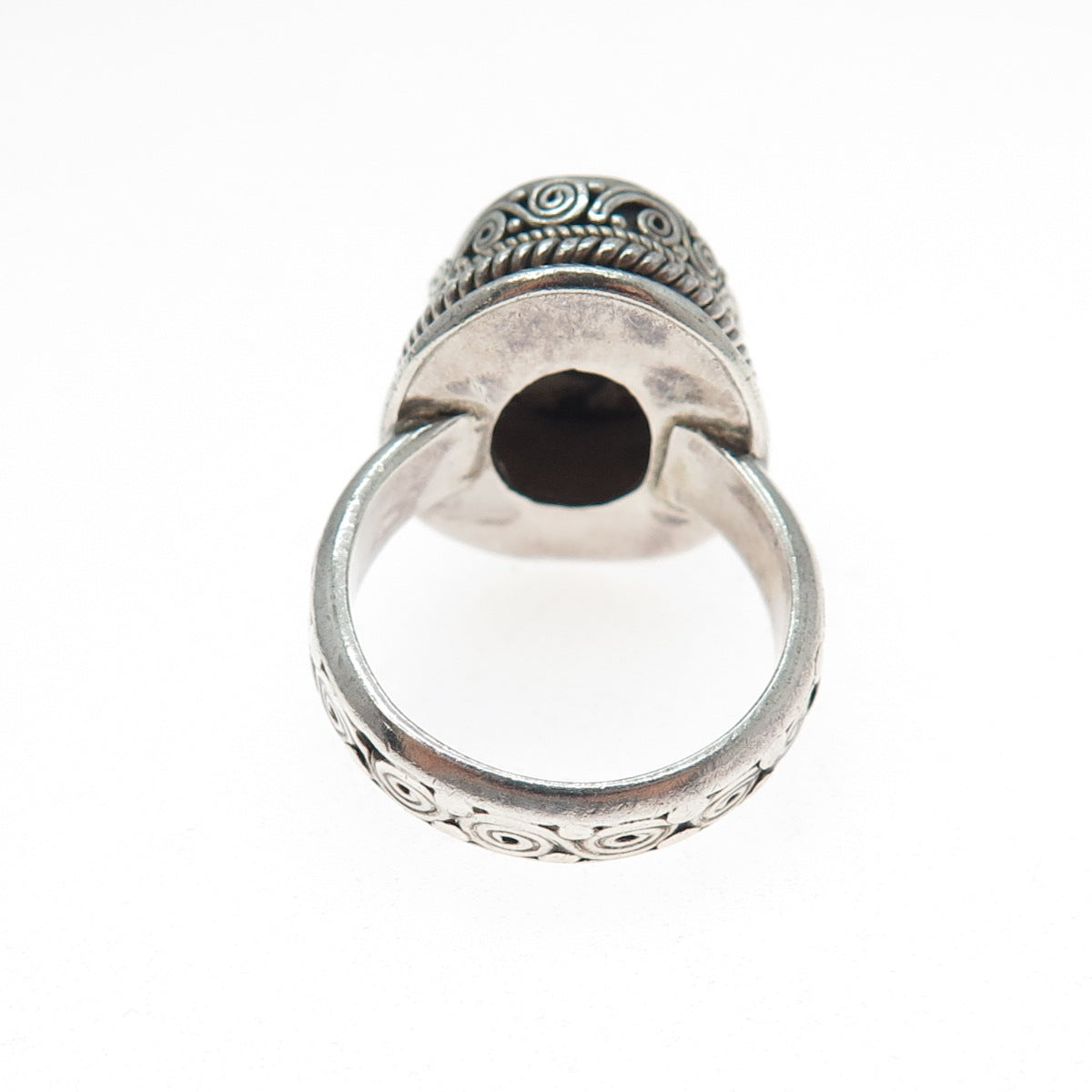 JG JACK GUTSCHNEIDER 925 Sterling Silver Vintage Agate Modernist Ring Size 8.25