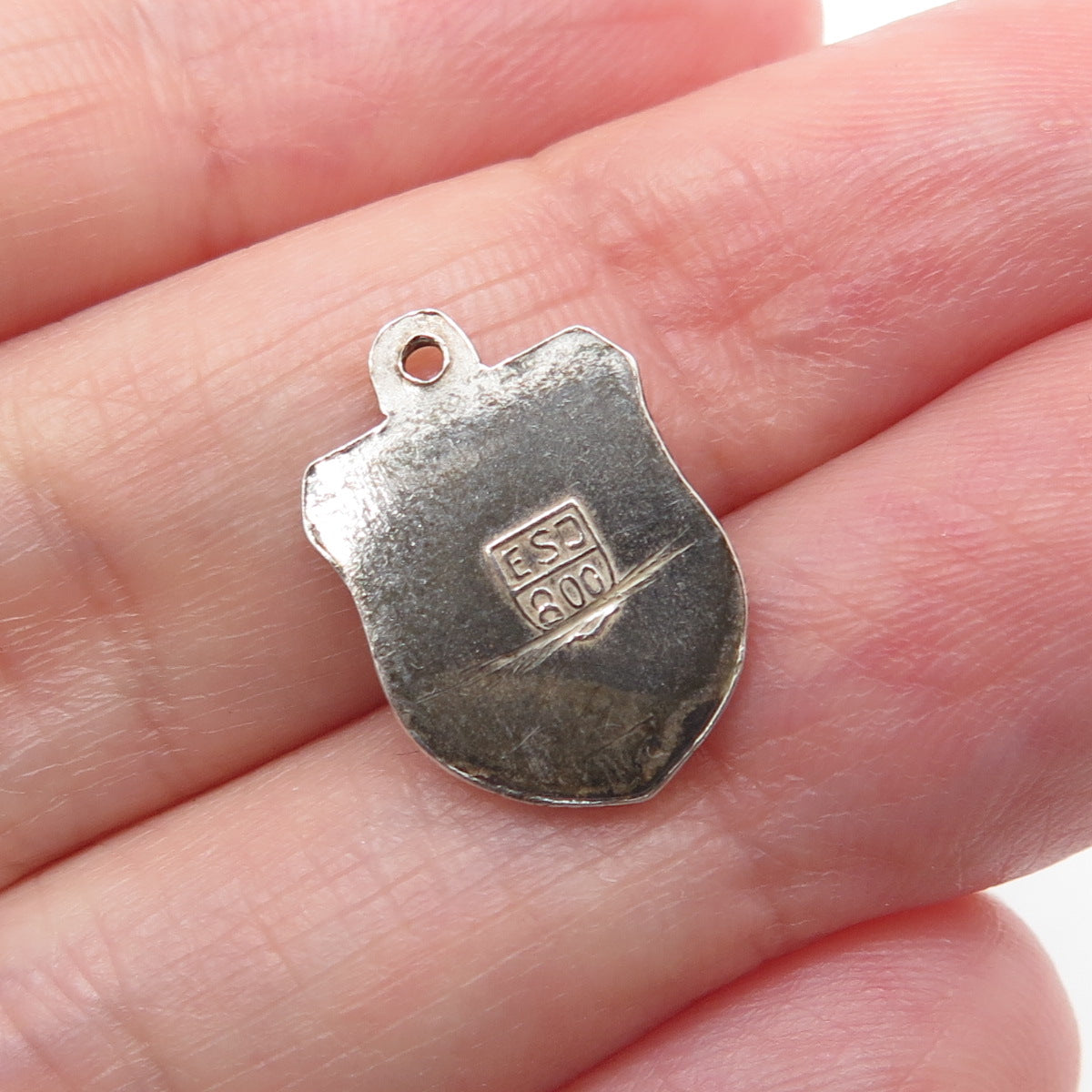 800 Silver Vintage ESJ Enamel Bad Bruckenau Coat of Arms Minimalist Pendant