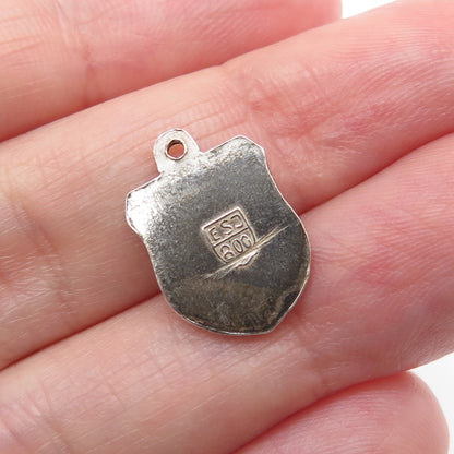800 Silver Vintage ESJ Enamel Bad Bruckenau Coat of Arms Minimalist Pendant