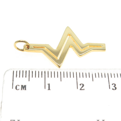 925 Sterling Silver Gold Plated Heartbeat Charm Pendant