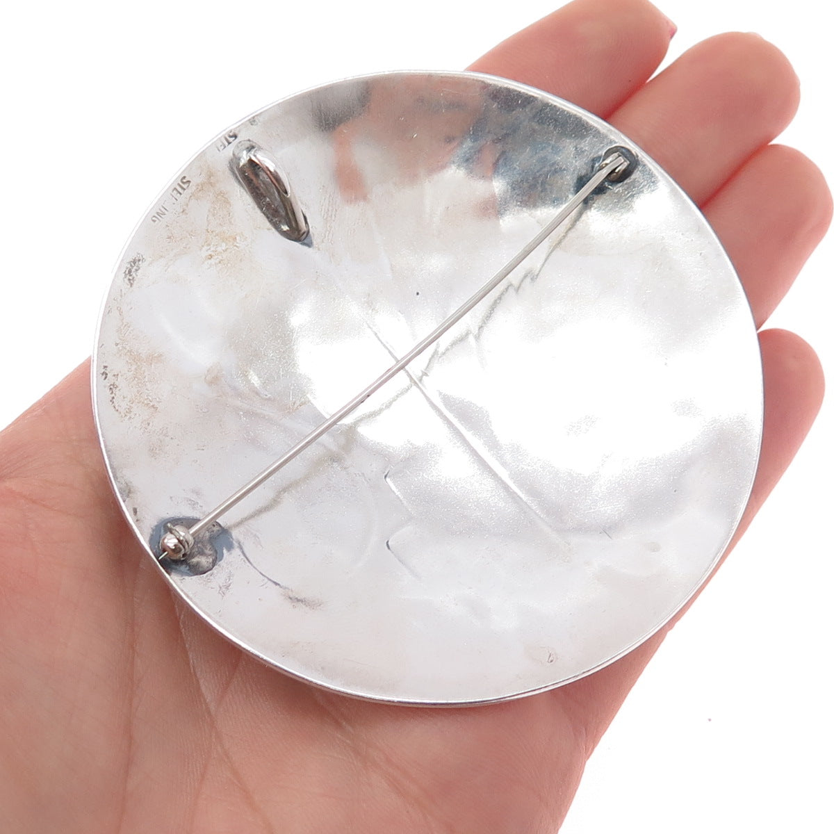 Old Pawn 925 Sterling Silver Vintage Southwestern Tribal Pin Brooch / Pendant