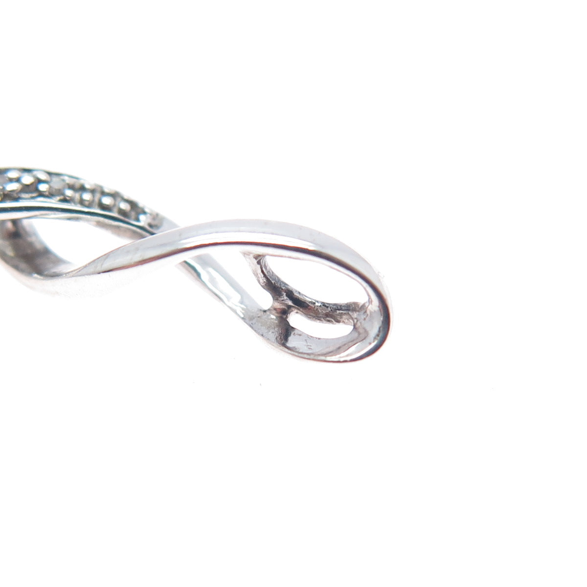 JANE SEYMOUR 925 Sterling Silver Real Diamond Twisted Ribbon Slide Charm Pendant