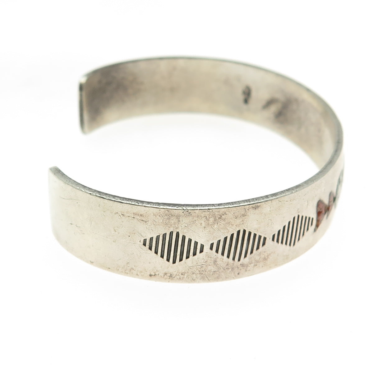 GIBSON GENE NAVAJO Old Pawn Sterling Turquoise & Coral Inlay Cuff Bracelet 6.75"