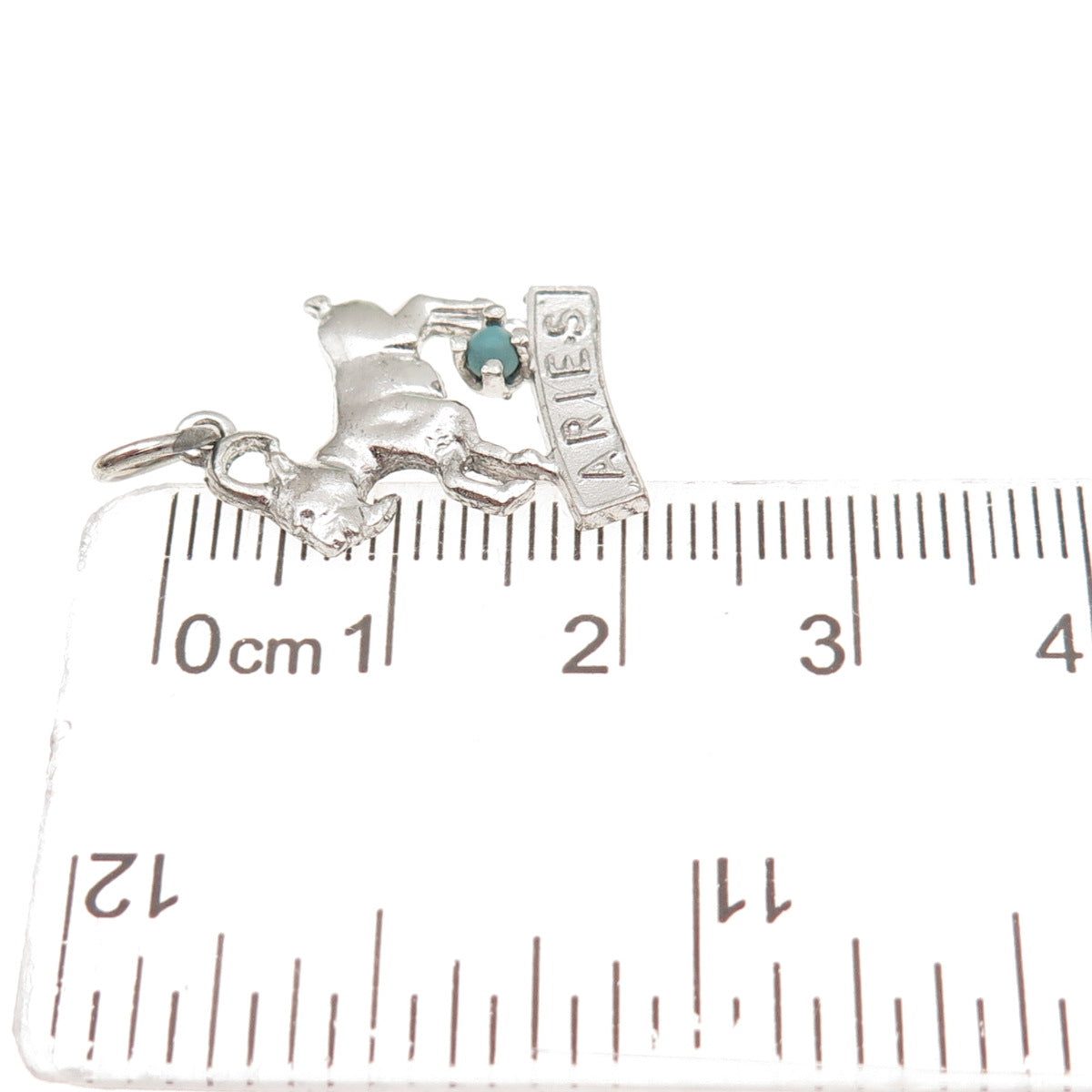 925 Sterling Silver Vintage Rhinestone Aries Zodiac Sign Mini Charm Pendant