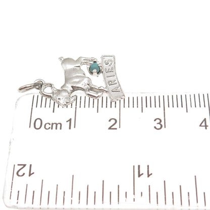 925 Sterling Silver Vintage Rhinestone Aries Zodiac Sign Mini Charm Pendant