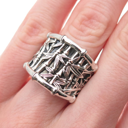 Jai by John Hardy 925 Sterling Silver Bamboo Oxidized Ring Size 5.25