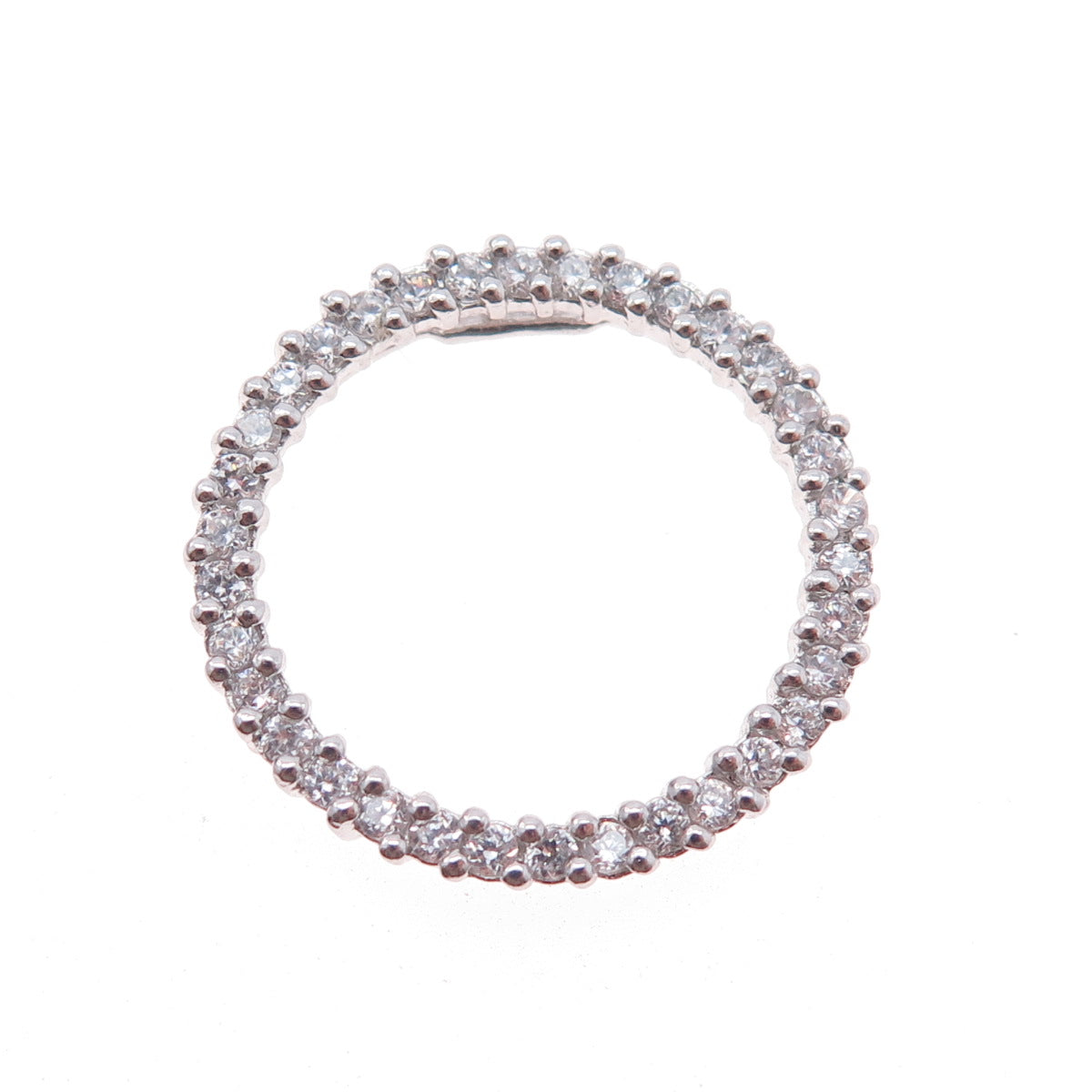 CHARLES WINSTON 925 Sterling Silver Round-Cut C Z Circle of Life Slide Pendant