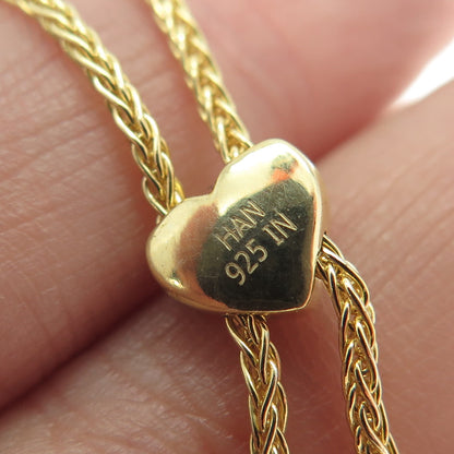 HAN 925 Sterling Silver Gold Plated Wheat Bar Bolo Adjustable Bracelet 6-10"