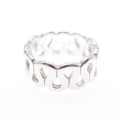925 Sterling Silver Vintage Modernist Zig Zag Band Ring Size 7.25