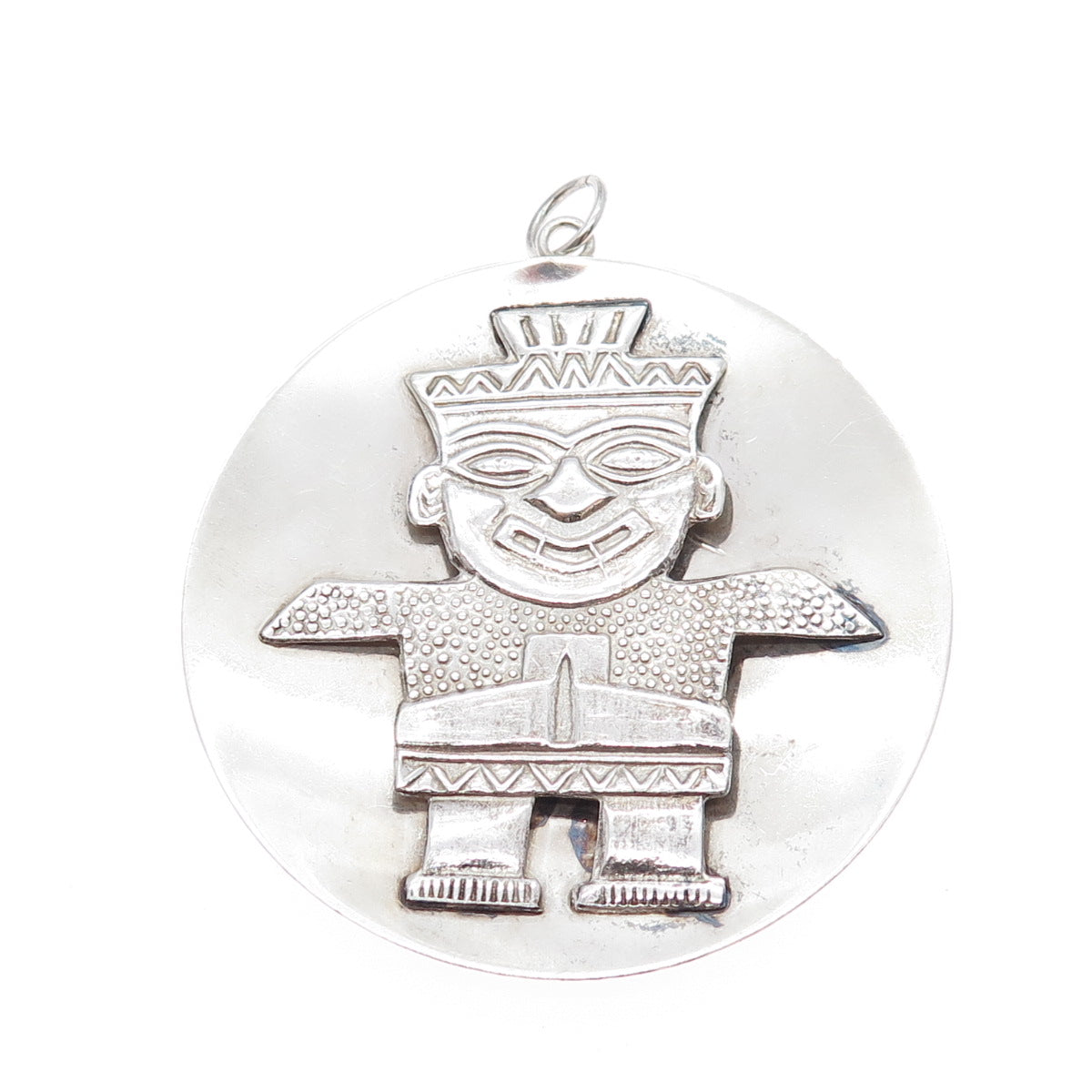 900 Silver Vintage Peruvian God Large Tribal Charm Pendant