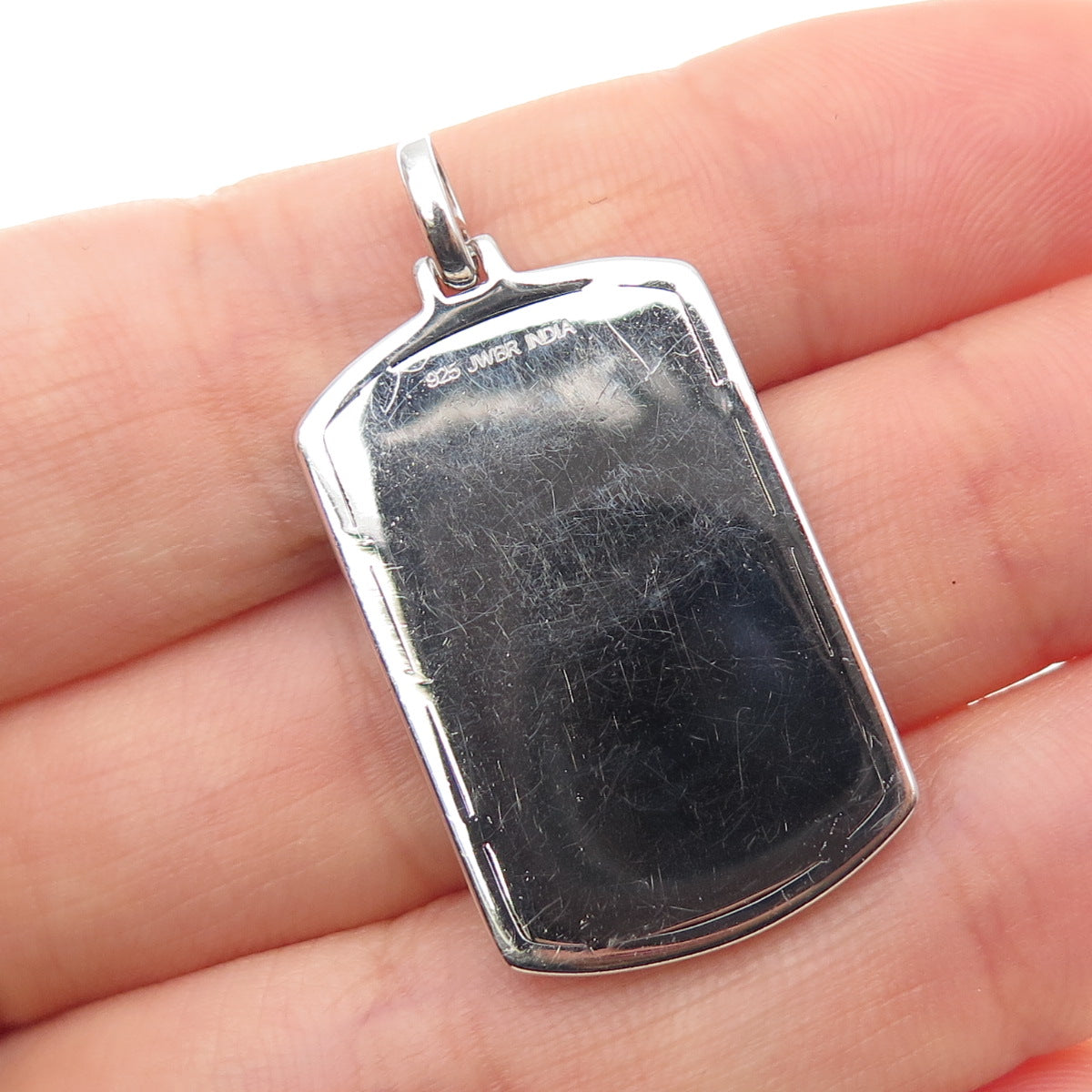 JANE SEYMOUR 925 Sterling Silver Real Round-Cut Diamond Tag Charm Pendant