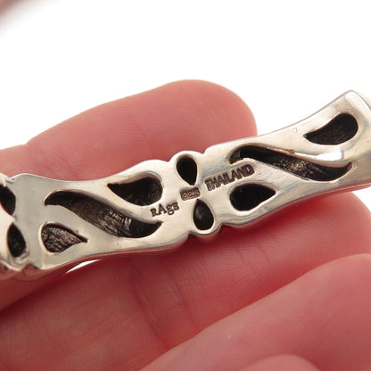 Rage 925 Sterling Silver Vintage Bamboo Adjustable Cuff Bracelet 7"