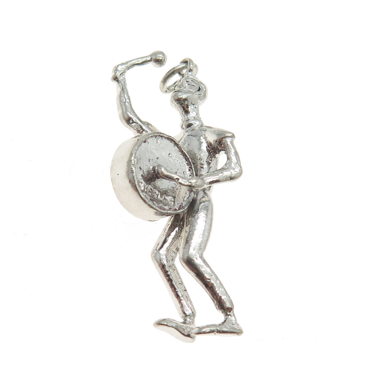 925 Sterling Silver Antique Art Deco Drum Corps on Parade Charm Pendant