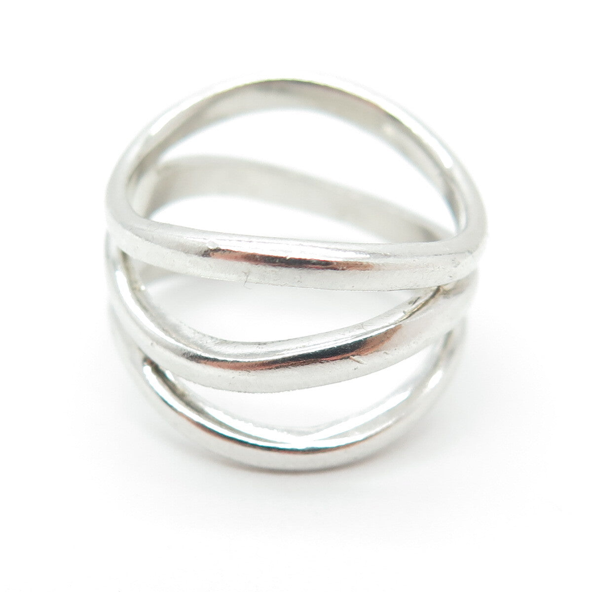 CHAPAL ZENRAY 925 Sterling Silver Vintage Wavy 3-Row Ring Size 8
