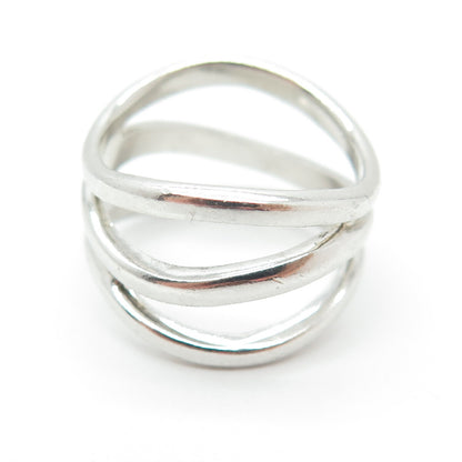 CHAPAL ZENRAY 925 Sterling Silver Vintage Wavy 3-Row Ring Size 8