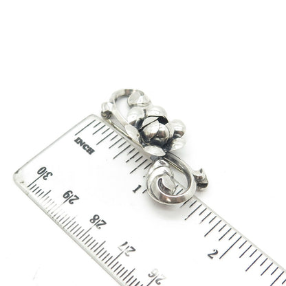 925 Sterling Silver Vintage BEAU Rose Floral Repousse Pin Brooch