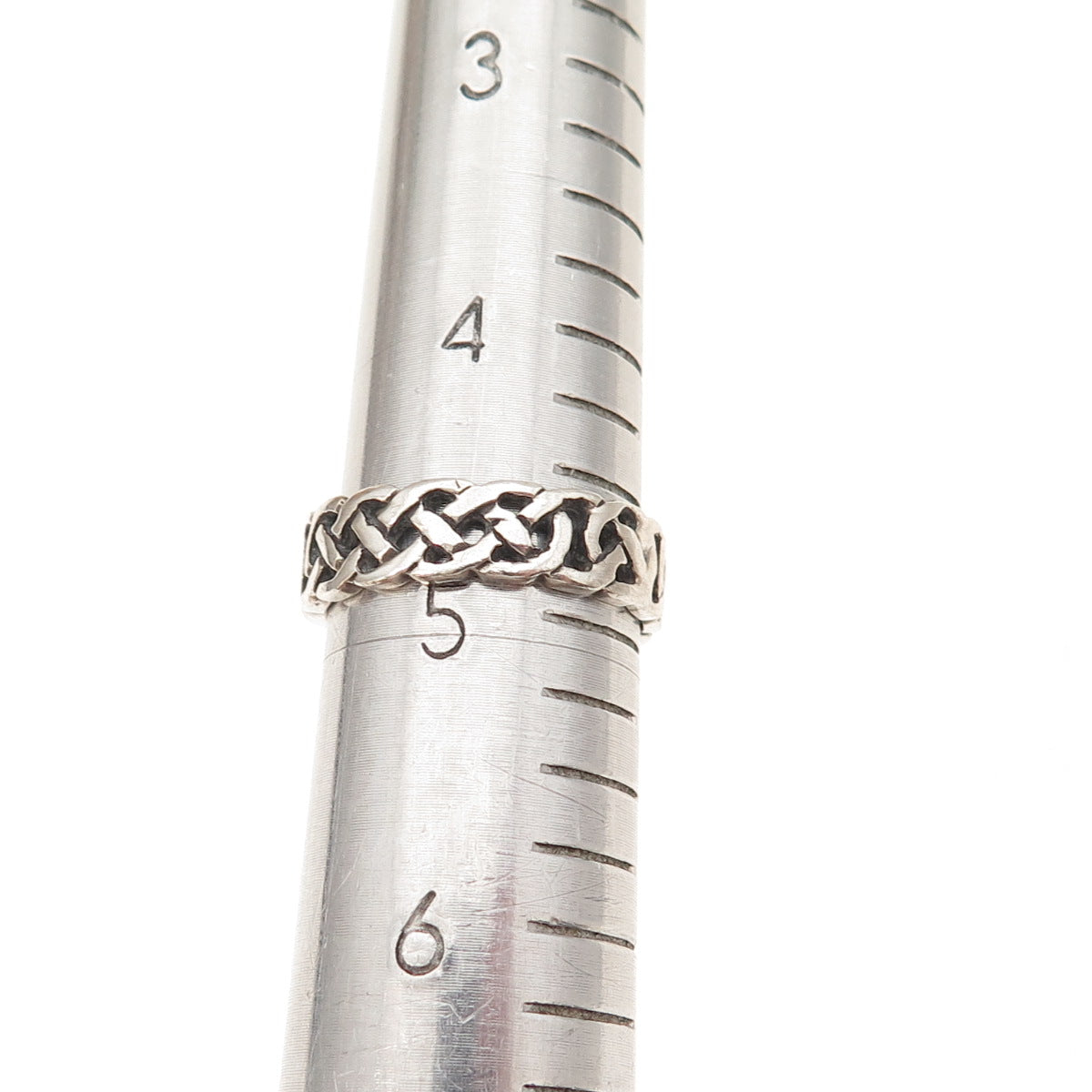 925 Sterling Silver Vintage Celtic Knot Oxidized Band Ring Size 5
