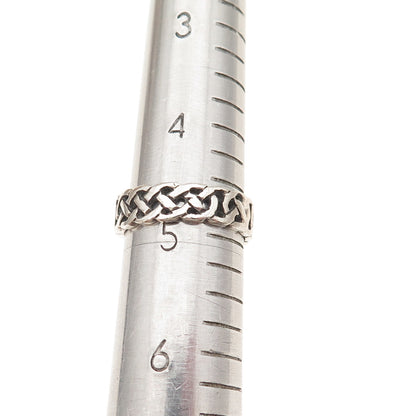 925 Sterling Silver Vintage Celtic Knot Oxidized Band Ring Size 5