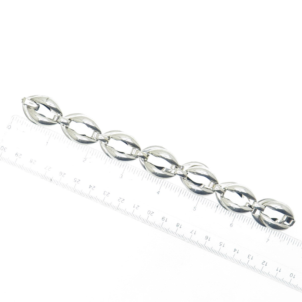DANECRAFT 925 Sterling Silver Antique Art Deco Coffee Bean Chain Necklace 15"