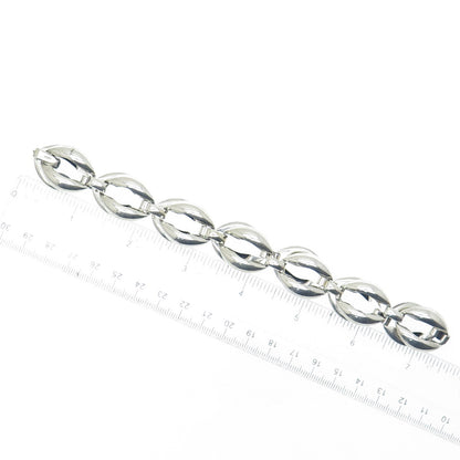 DANECRAFT 925 Sterling Silver Antique Art Deco Coffee Bean Chain Necklace 15"