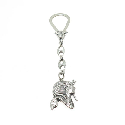 800 Silver Vintage Egypt Pharaoh Key Fob Chain Holder