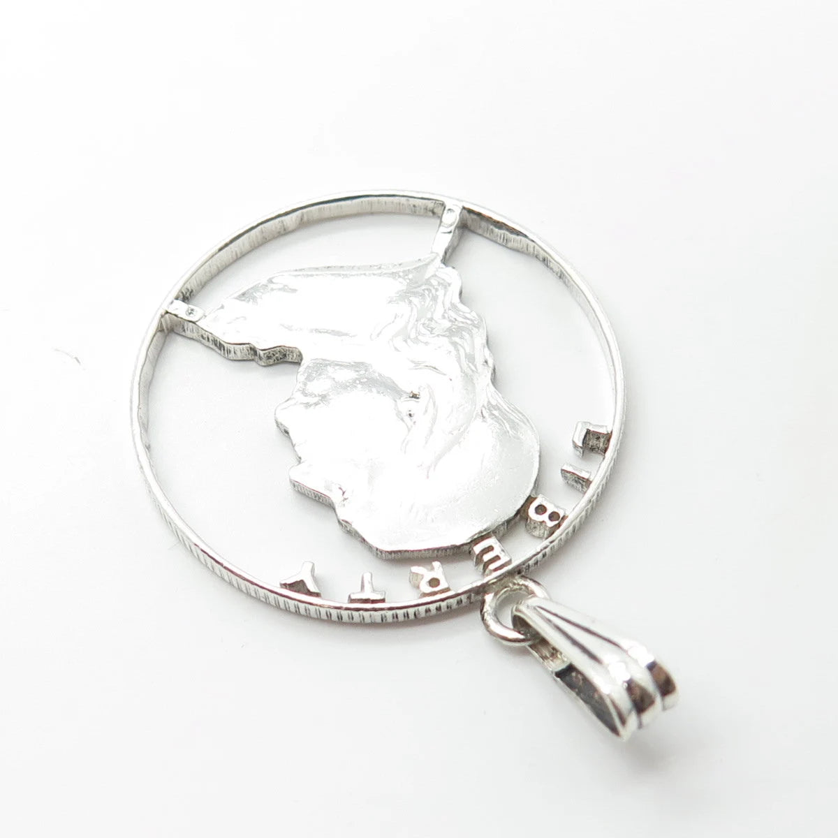 925 Sterling Silver Vintage "Liberty" Benjamin Franklin Coin Pendant