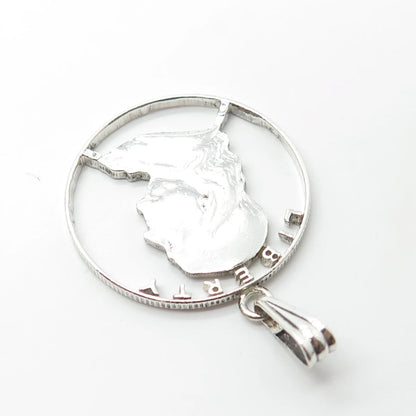 925 Sterling Silver Vintage "Liberty" Benjamin Franklin Coin Pendant