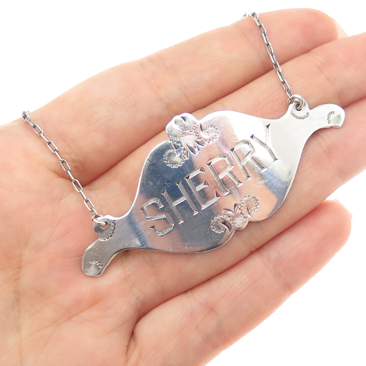 GORHAM 925 Sterling Silver Antique Art Deco Sherry Bottle Tag