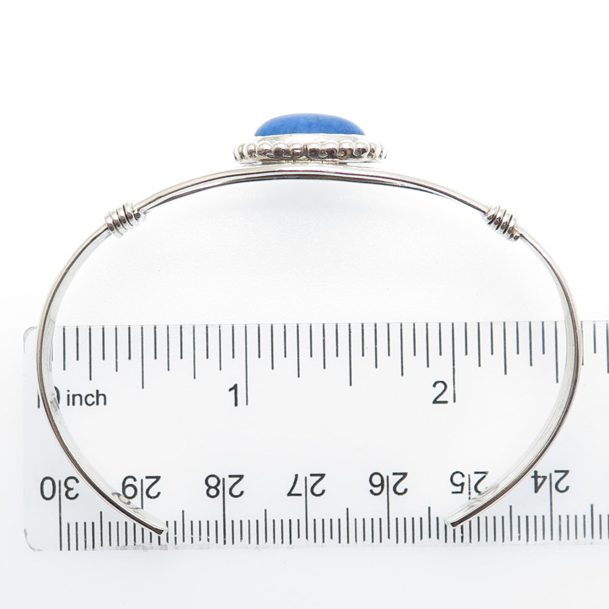 Old Pawn 925 Sterling Silver Vintage Denim Lapis Adjustable Cuff Bracelet 6.25"