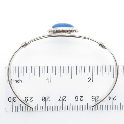 Old Pawn 925 Sterling Silver Vintage Denim Lapis Adjustable Cuff Bracelet 6.25"