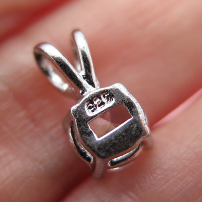 925 Sterling Silver Round-Cut C Z Minimalist Charm Pendant