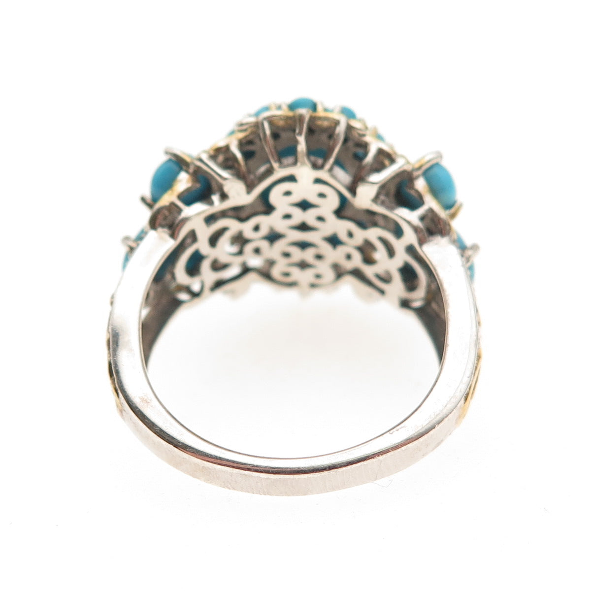 Chuck Clemency 925 Sterling 2-Tone Real Sleeping Beauty Turquoise Ring Size 8.25