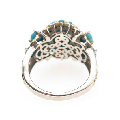 Chuck Clemency 925 Sterling 2-Tone Real Sleeping Beauty Turquoise Ring Size 8.25