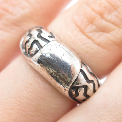 925 Sterling Silver Vintage Modernist Oxidized Ring Size 6.25